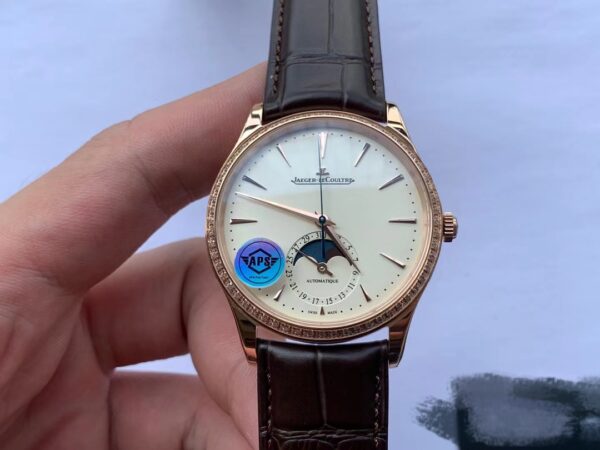 ĐỒNG HỒ JAEGER-LECOULTRE MOON PHASE REPLICA MẠ VÀNG HỒNG NIỀNG ĐÁ APS 39MM (1)