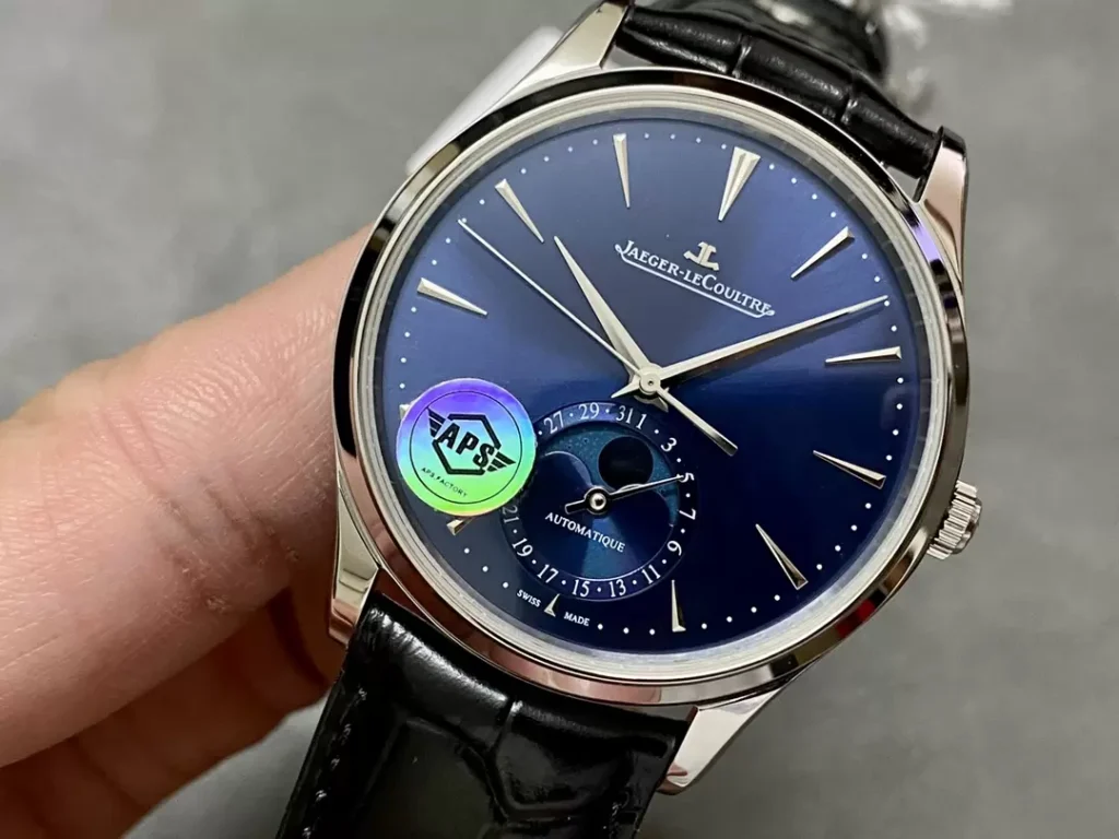 ĐỒNG HỒ JAEGER-LECOULTRE REPLICA 11 MOON PHASE MẶT XANH NHÀ MÁY APS 39MM (1)