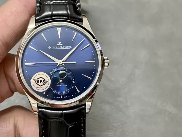 ĐỒNG HỒ JAEGER-LECOULTRE REPLICA 11 MOON PHASE MẶT XANH NHÀ MÁY APS 39MM (1)