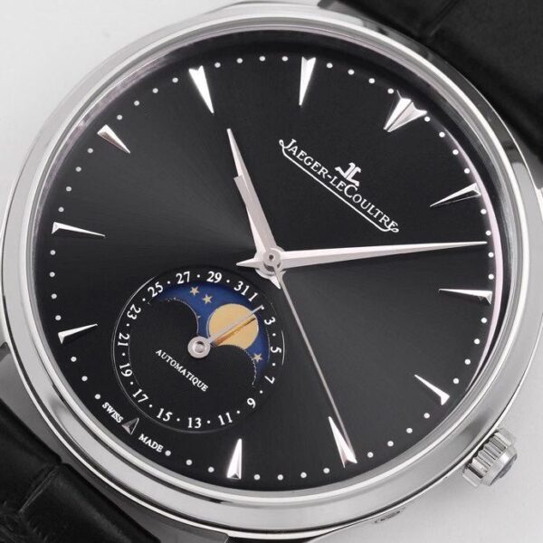 ĐỒNG HỒ JAEGER-LECOULTRE REPLICA MOON PHASE MẶT ĐEN NHÀ MÁY GF 39MM (1)