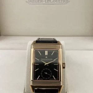 ĐỒNG HỒ JAEGER-LECOULTRE REVERSO MẠ VÀNG HỒNG MẶT ĐEN FAKE NHÀ MÁY MG 28MM