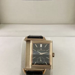 ĐỒNG HỒ JAEGER-LECOULTRE REVERSO MẠ VÀNG HỒNG MẶT ĐEN FAKE NHÀ MÁY MG 28MM