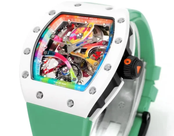 ĐỒNG HỒ RICHARD MILLE REPLICA WATCH RM68-01 CERAMIC DÂY CAO SU XANH NHÀ MÁY RM 45MM