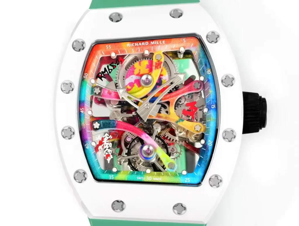 ĐỒNG HỒ RICHARD MILLE REPLICA WATCH RM68-01 CERAMIC DÂY CAO SU XANH NHÀ MÁY RM 45MM