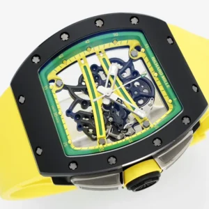 ĐỒNG HỒ RICHARD MILLE RM61-01 REPLICA VỎ GỐM ĐEN DÂY CAO SU VÀNG NHÀ MÁY ZF 43MM