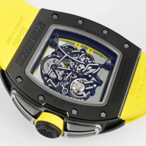 ĐỒNG HỒ RICHARD MILLE RM61-01 REPLICA VỎ GỐM ĐEN DÂY CAO SU VÀNG NHÀ MÁY ZF 43MM