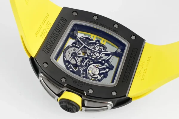 ĐỒNG HỒ RICHARD MILLE RM61-01 REPLICA VỎ GỐM ĐEN DÂY CAO SU VÀNG NHÀ MÁY ZF 43MM