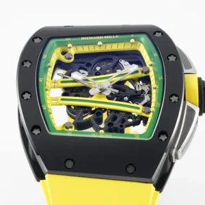 ĐỒNG HỒ RICHARD MILLE RM61-01 REPLICA VỎ GỐM ĐEN DÂY CAO SU VÀNG NHÀ MÁY ZF 43MM