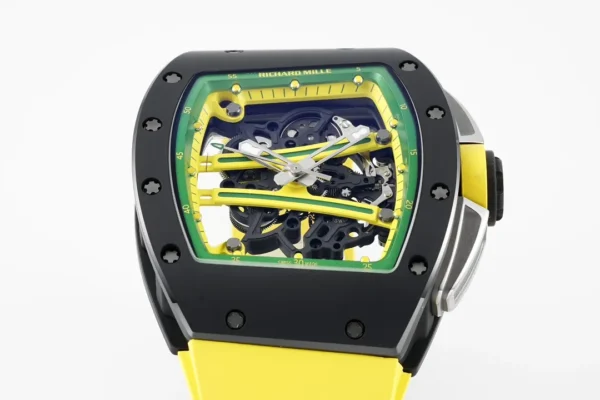 ĐỒNG HỒ RICHARD MILLE RM61-01 REPLICA VỎ GỐM ĐEN DÂY CAO SU VÀNG NHÀ MÁY ZF 43MM