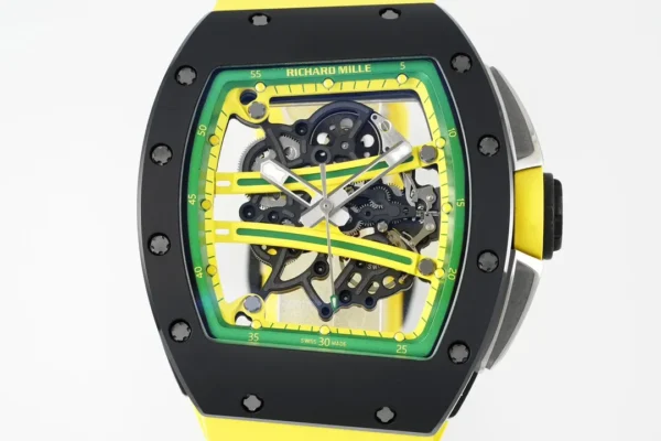 ĐỒNG HỒ RICHARD MILLE RM61-01 REPLICA VỎ GỐM ĐEN DÂY CAO SU VÀNG NHÀ MÁY ZF 43MM