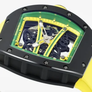 ĐỒNG HỒ RICHARD MILLE RM61-01 REPLICA VỎ GỐM ĐEN DÂY CAO SU VÀNG NHÀ MÁY ZF 43MM