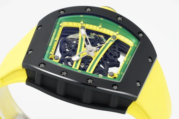 ĐỒNG HỒ RICHARD MILLE RM61-01 REPLICA VỎ GỐM ĐEN DÂY CAO SU VÀNG NHÀ MÁY ZF 43MM