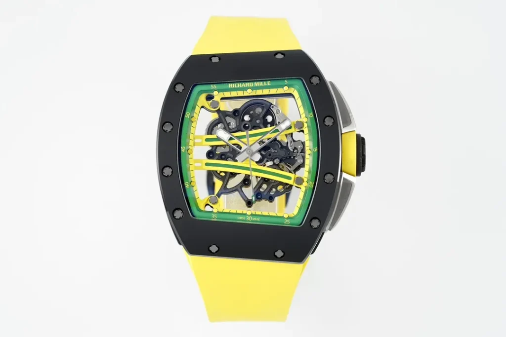 ĐỒNG HỒ RICHARD MILLE RM61-01 REPLICA VỎ GỐM ĐEN DÂY CAO SU VÀNG NHÀ MÁY ZF 43MM