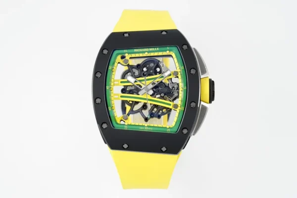 ĐỒNG HỒ RICHARD MILLE RM61-01 REPLICA VỎ GỐM ĐEN DÂY CAO SU VÀNG NHÀ MÁY ZF 43MM
