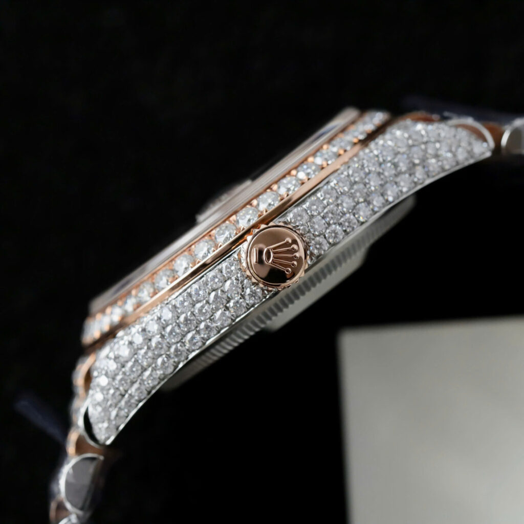 ĐỒNG HỒ ROLEX DATEJUST CHẾ TÁC FULL MOISSANITE BỌC VÀNG 18K 36MM