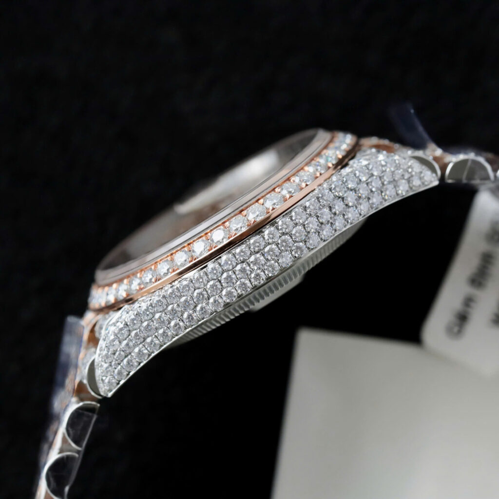 ĐỒNG HỒ ROLEX DATEJUST CHẾ TÁC FULL MOISSANITE BỌC VÀNG 18K 36MM