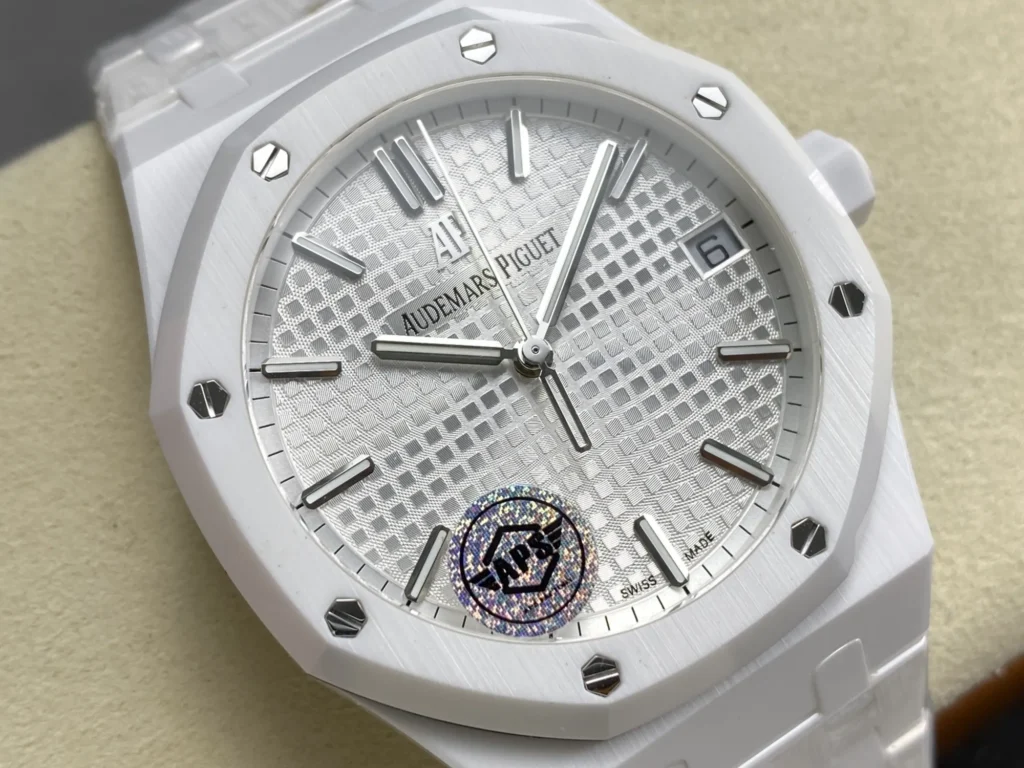 ĐỒNG HỒ AUDEMARS PIGUET ROYAL OAK 15500ST REPLICA GỐM TRẮNG NHÀ MÁY APS 41MM (1)