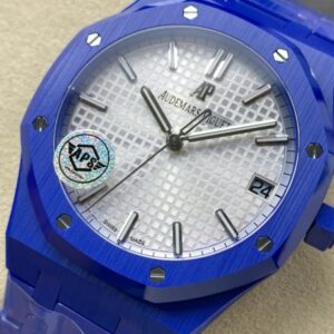 ĐỒNG HỒ AUDEMARS PIGUET ROYAL OAK 15500ST REPLICA GỐM XANH MẶT SỐ TRẮNG APS 41MM (1)