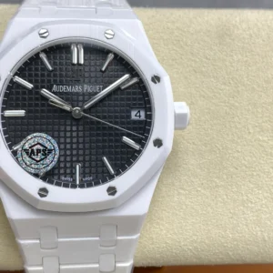 ĐỒNG HỒ AUDEMARS PIGUET ROYAL OAK 15500ST REPLICA VỎ GỐM MẶT SỐ ĐEN NHÀ MÁY APS 41MM (1)