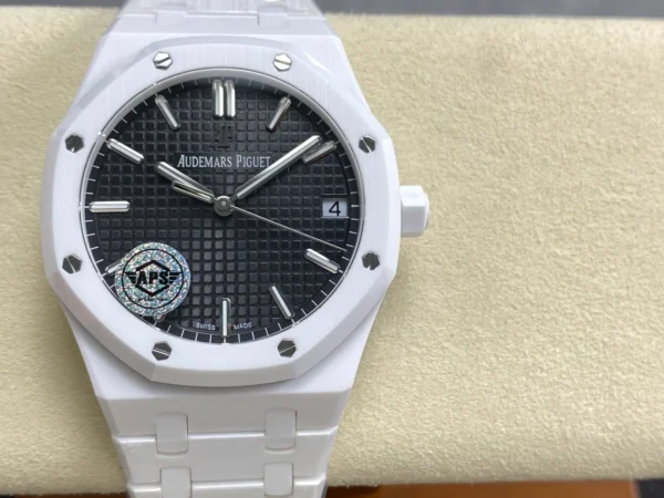 ĐỒNG HỒ AUDEMARS PIGUET ROYAL OAK 15500ST REPLICA VỎ GỐM MẶT SỐ ĐEN NHÀ MÁY APS 41MM (1)