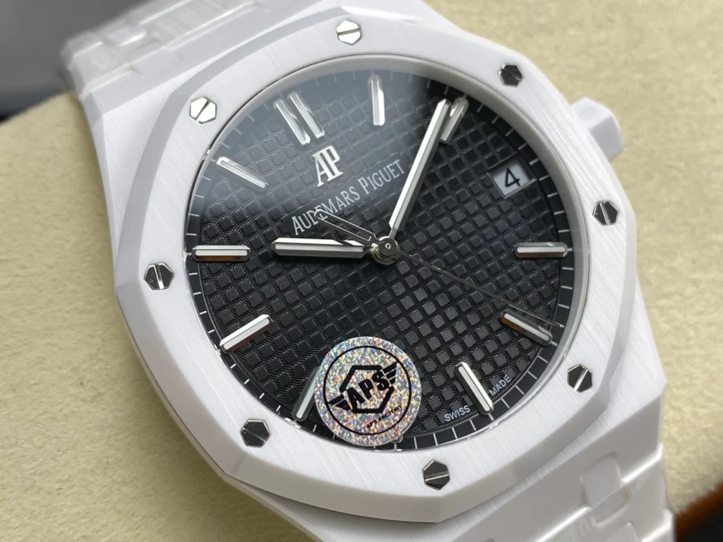 ĐỒNG HỒ AUDEMARS PIGUET ROYAL OAK 15500ST REPLICA VỎ GỐM MẶT SỐ ĐEN NHÀ MÁY APS 41MM (1)