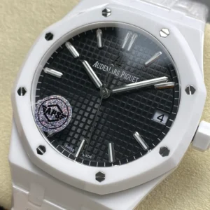 ĐỒNG HỒ AUDEMARS PIGUET ROYAL OAK 15500ST REPLICA VỎ GỐM MẶT SỐ ĐEN NHÀ MÁY APS 41MM (1)