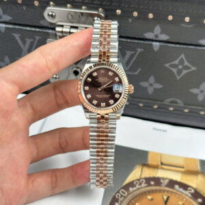 ĐỒNG HỒ ROLEX DATEJUST NỮ MẶT CHOCOLATE CỌC SỐ ĐÍNH ĐÁ NHÀ MÁY THB 31MM (1)