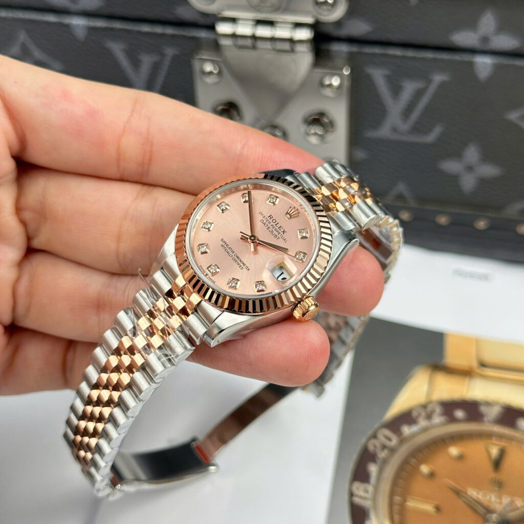ĐỒNG HỒ ROLEX DATEJUST NỮ REPLICA DEMI VÀNG HỒNG NHÀ MÁY THB 31MM (1)