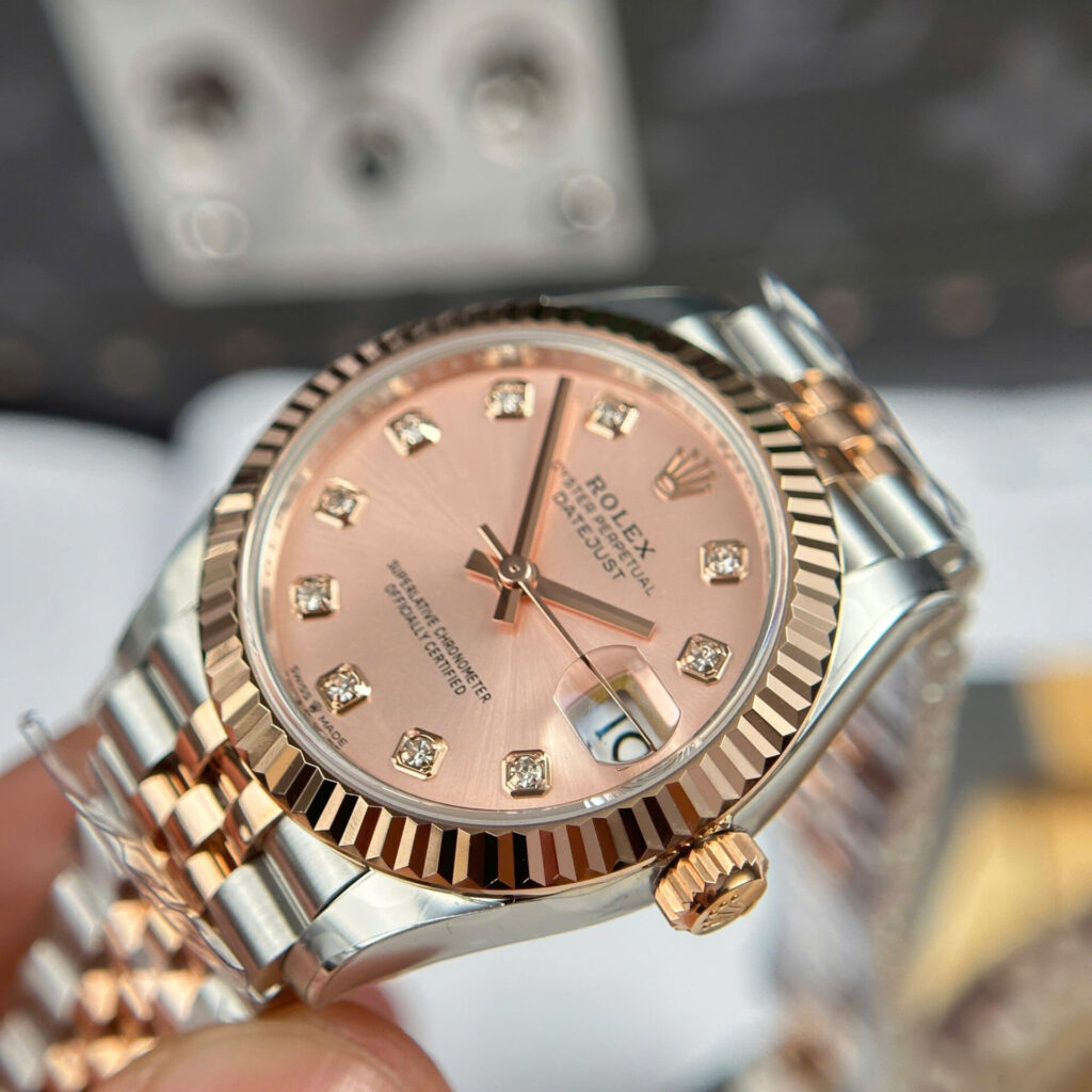 ĐỒNG HỒ ROLEX DATEJUST NỮ REPLICA DEMI VÀNG HỒNG NHÀ MÁY THB 31MM (1)