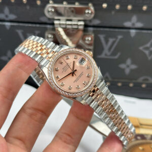 ĐỒNG HỒ ROLEX DATEJUST NỮ REPLICA MẶT HỒNG VIỀN ĐÍNH ĐÁ NHÀ MÁY THB 31MM (1)