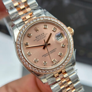 ĐỒNG HỒ ROLEX DATEJUST NỮ REPLICA MẶT HỒNG VIỀN ĐÍNH ĐÁ NHÀ MÁY THB 31MM (1)