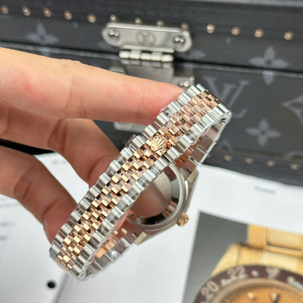 DONG HO ROLEX DATEJUST NU REPLICA MAT HONG VIEN DINH DA NHA MAY THB 31MM 7