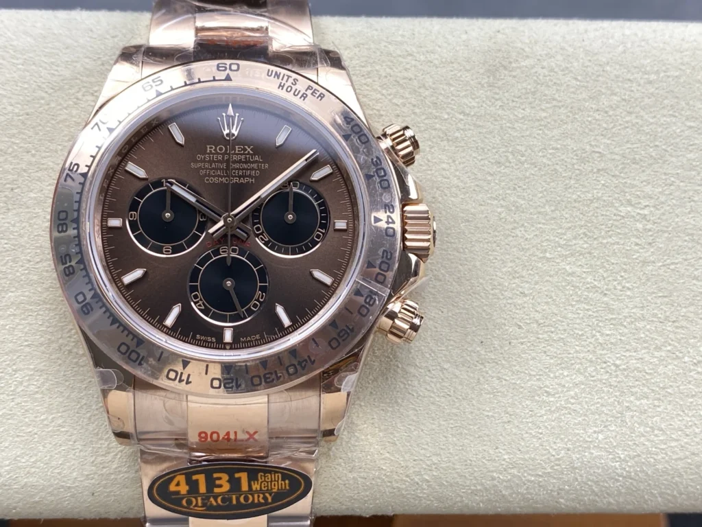 ĐỒNG HỒ ROLEX DAYTONA MẶT SỐ NÂU REPLICA DÂY ĐEO THÉP NHÀ MÁY Q 40MM (1)