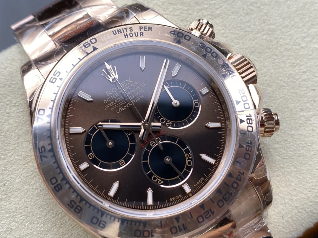 ĐỒNG HỒ ROLEX DAYTONA MẶT SỐ NÂU REPLICA DÂY ĐEO THÉP NHÀ MÁY Q 40MM (1)