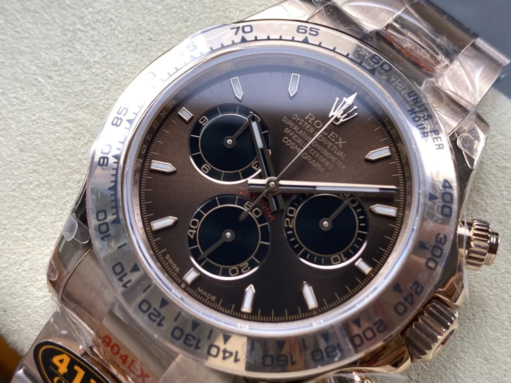 ĐỒNG HỒ ROLEX DAYTONA MẶT SỐ NÂU REPLICA DÂY ĐEO THÉP NHÀ MÁY Q 40MM (1)