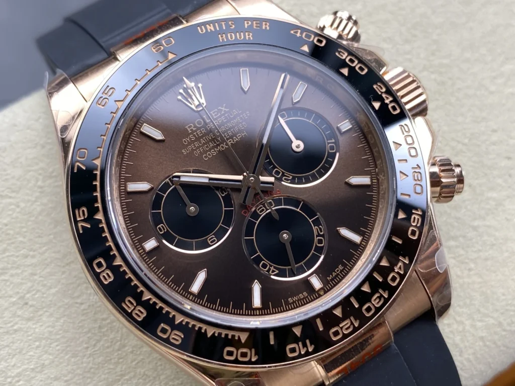 ĐỒNG HỒ ROLEX DAYTONA ROSE GOLD REPLICA MẶT SỐ NÂU NHÀ MÁY Q 40MM (1)