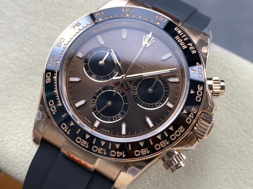 ĐỒNG HỒ ROLEX DAYTONA ROSE GOLD REPLICA MẶT SỐ NÂU NHÀ MÁY Q 40MM (1)
