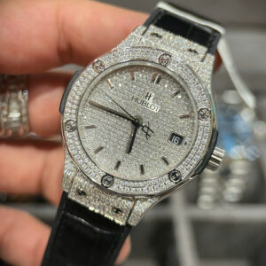 Đồng Hồ Hublot Classic Fusion Diamonds Pavé Đính Kim Cương Moissanite Hong Kong 38mm (5)