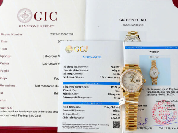 ĐỒNG HỒ ROLEX DAY-DATE MẶT SỐ XÀ CỪ CHẾ TÁC KIM CƯƠNG MOISSANITE BAGUETTE 36MM (1)