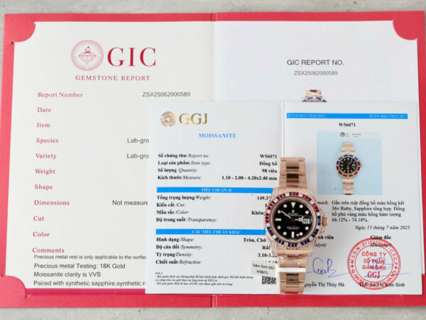 ĐỒNG HỒ ROLEX GMT-MASTER II 126755 SARU BỌC VÀNG ĐỘ KIM CƯƠNG MOISSANITE 41MM (1)