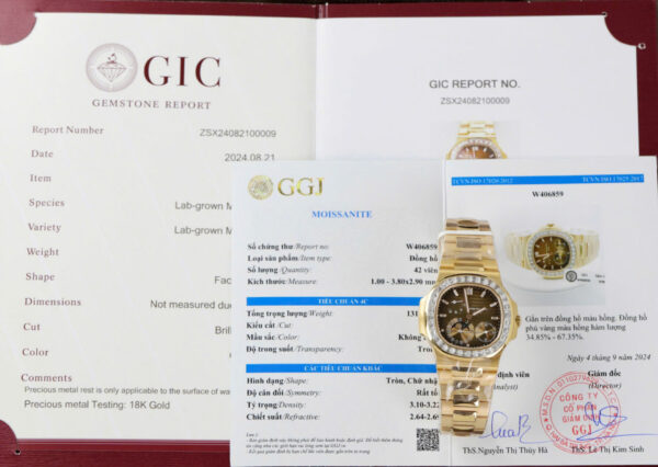 ĐỒNG HỒ PATEK PHILIPPE NAUTILUS 5724 CHẾ TÁC MOISSANITE BỌC VÀNG 18K PPF 40MM