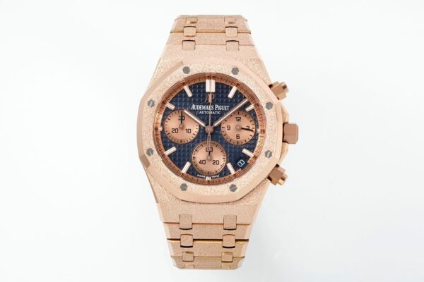 DONG HO AUDEMARS PIGUET ROYAL OAK CHRONOGRAPH 26240 CHE TAC FROSTED ROSE GOLD MAT XANH DEN APS FACTORY 41MM 1