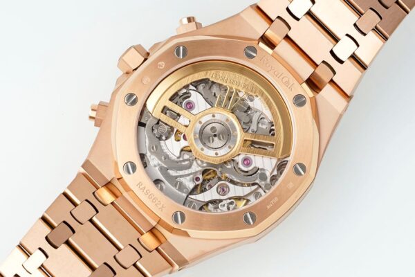 DONG HO AUDEMARS PIGUET ROYAL OAK CHRONOGRAPH 26240 CHE TAC FROSTED ROSE GOLD MAT XANH DEN APS FACTORY 41MM 2