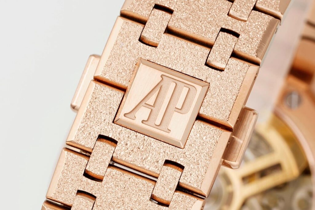 DONG HO AUDEMARS PIGUET ROYAL OAK CHRONOGRAPH 26240 CHE TAC FROSTED ROSE GOLD MAT XANH DEN APS FACTORY 41MM 3