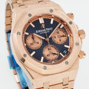 DONG HO AUDEMARS PIGUET ROYAL OAK CHRONOGRAPH 26240 CHE TAC FROSTED ROSE GOLD MAT XANH DEN APS FACTORY 41MM 6