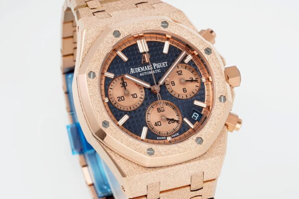 DONG HO AUDEMARS PIGUET ROYAL OAK CHRONOGRAPH 26240 CHE TAC FROSTED ROSE GOLD MAT XANH DEN APS FACTORY 41MM 6