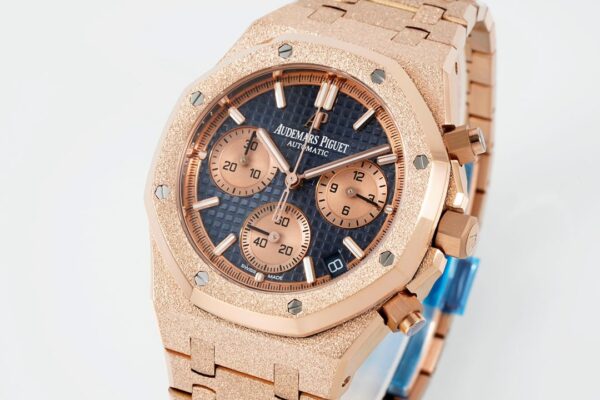 DONG HO AUDEMARS PIGUET ROYAL OAK CHRONOGRAPH 26240 CHE TAC FROSTED ROSE GOLD MAT XANH DEN APS FACTORY 41MM 7