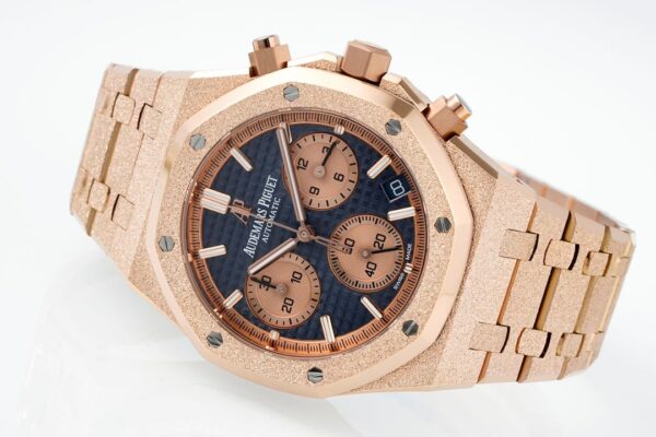 DONG HO AUDEMARS PIGUET ROYAL OAK CHRONOGRAPH 26240 CHE TAC FROSTED ROSE GOLD MAT XANH DEN APS FACTORY 41MM 8