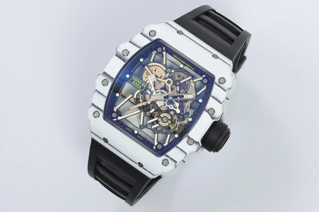 DONG HO RICHARD MILLE 35 01 REPLICA 11 VO CARBON TRANG MAT SKELETON AUTOMATIC ZF FACTORY 49.9mm x 43mm 1