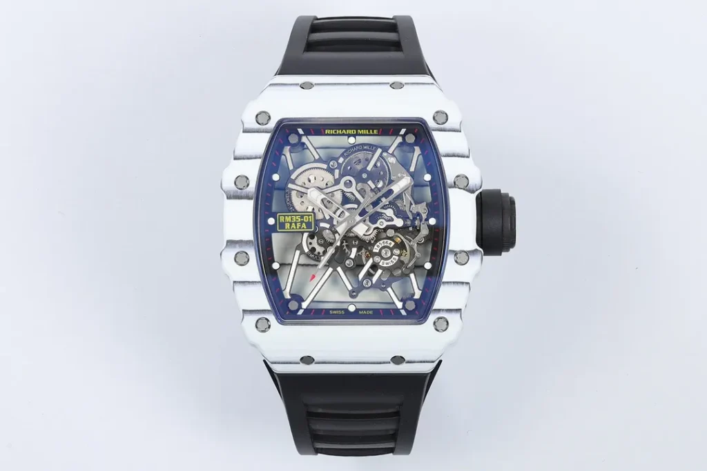 DONG HO RICHARD MILLE 35 01 REPLICA 11 VO CARBON TRANG MAT SKELETON AUTOMATIC ZF FACTORY 49.9mm x 43mm 9